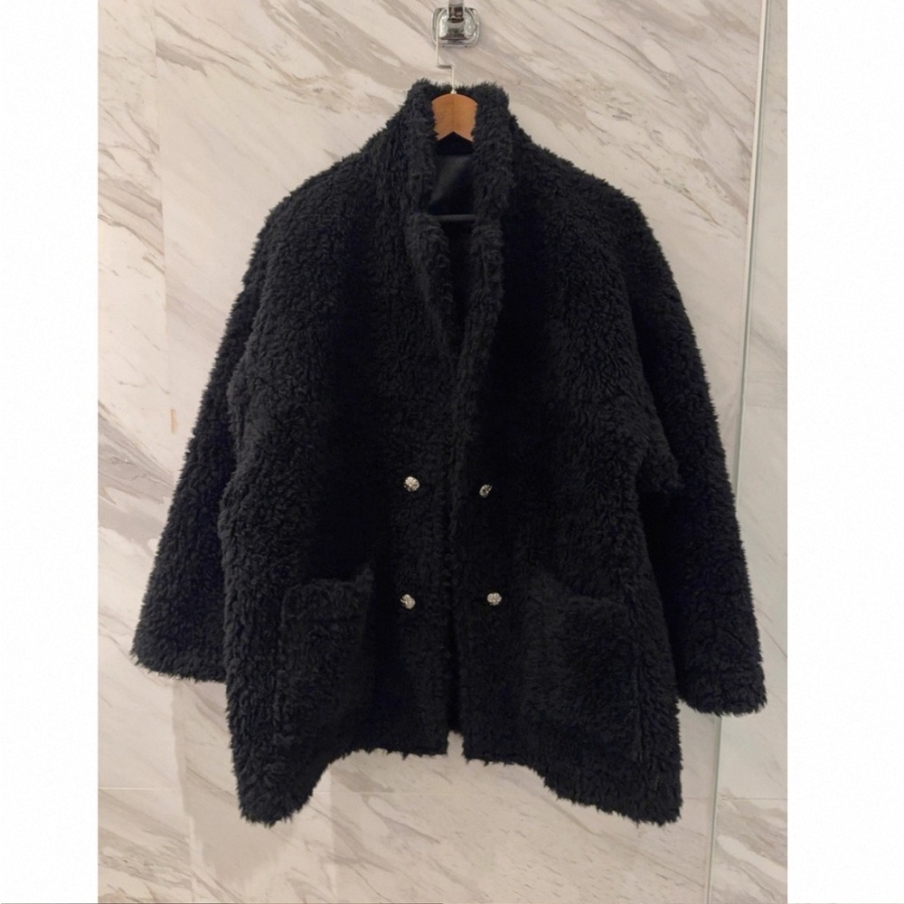 Women's Black Teddy Coat